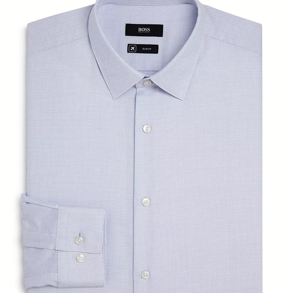NWT Hugo Boss Men's Isko Cotton Mini-Dot Slim Fit Dress Shirt / 16R